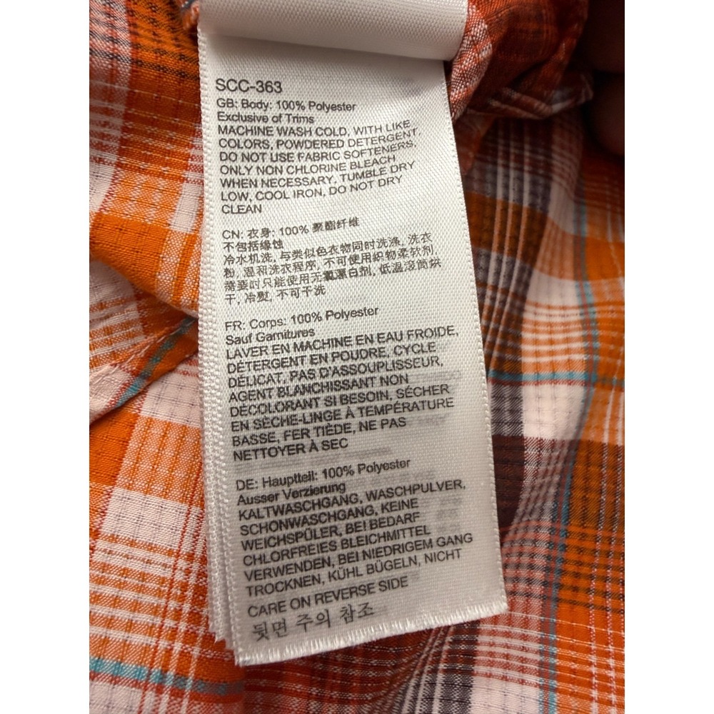 Marmot Button Down Shirt Mens XL Orange Plaid Short Sleeve Hiking Outdoor Casual - Picture 10 of 10